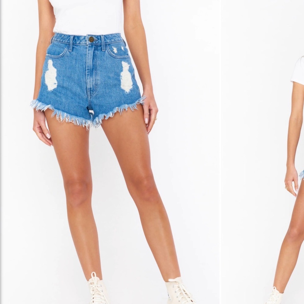 Show Me Your MuMu Houston Highwaisted Distressed Denim Shorts